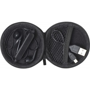 ABS pouch with earphones Aria, black (Earphones, headphones)