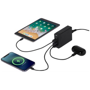 ADAPT 72W recycled plastic PD power station, Solid black (Powerbanks)