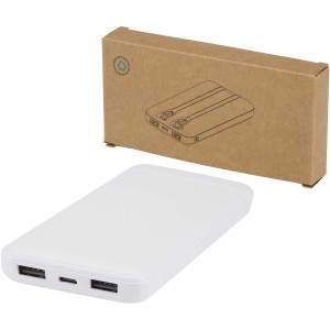 Adhil 10.000 mAh 10W recycled plastic power bank with 2 buil
