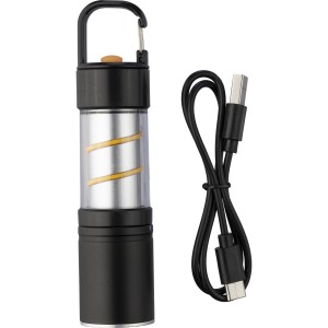 Aluminium COB flashlight Vela, black (Lamps)