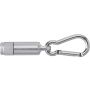 Aluminium mini torch with carabiner Tracy, silver