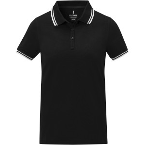 Amarago short sleeve women?s tipping polo, Solid black (Polo shirt, 90-100% cotton)