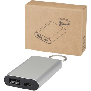 Arcturus 2000 mAh recycled aluminium power bank with keychai
