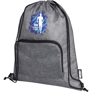 Ash recycled foldable drawstring bag 7L, Heather grey, Solid black (Backpacks)