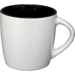 Aztec 340 ml ceramic mug, White, solid black (Mugs)