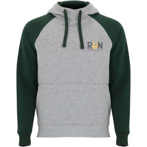 Badet unisex two-tone hoodie, Heather grey, Bottle green (Pullovers)