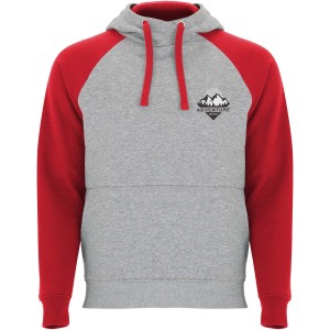 Badet unisex two-tone hoodie, Heather grey, Red (Pullovers)