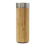 Bamboo and stainless steel double walled bottle Yara, brown