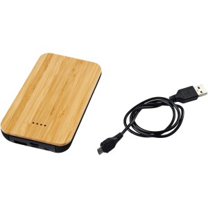 Bamboo / fabric 6000 mAh wireless power bank, Brown (Powerbanks)