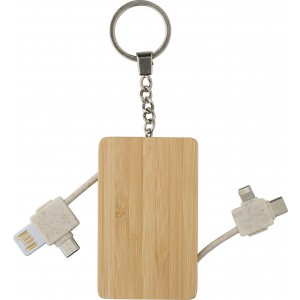 Bamboo keychain Bianca, brown (Eletronics cables, adapters)