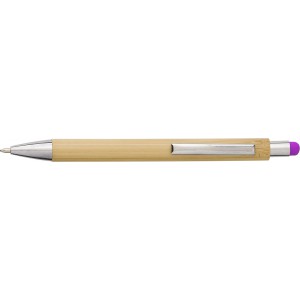 Bamboo and plastic ballpen Claire, fuchsia