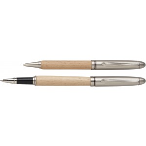 Beechwood writing set Oliviero, brown (Pen sets)