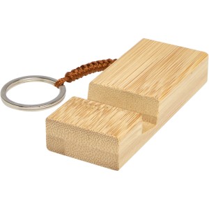 Bosona bamboo phone holder with keychain, Wood (Keychains)