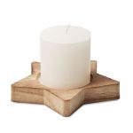 Candle on star wooden base, wood (CX1481-40)