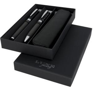 Carbon duo pen gift set with pouch, solid black (Pen sets)