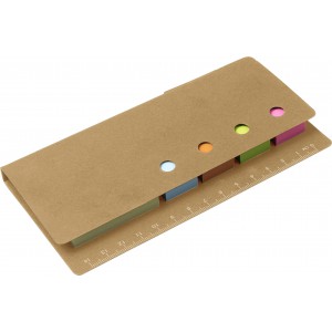 Cardboard memo holder with ruler Riva, brown (Sticky notes)