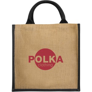 Chennai tote bag made from jute, Natural, solid black (Shopping bags)