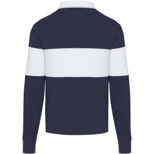 Clyde unisex organic rugby polo sweatshirt, Navy, White (Pullovers)