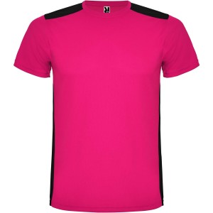 Detroit short sleeve kids sports t-shirt, Fuchsia, Solid black (T-shirt, mixed fiber, synthetic)
