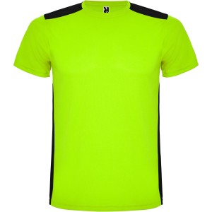 Detroit short sleeve kids sports t-shirt, Lime, Solid black (T-shirt, mixed fiber, synthetic)
