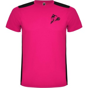 Detroit short sleeve unisex sports t-shirt, Fuchsia, Solid black (T-shirt, mixed fiber, synthetic)