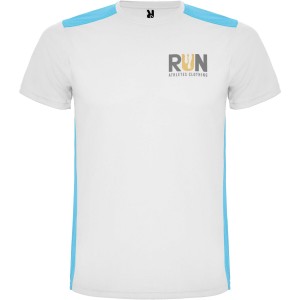 Detroit short sleeve unisex sports t-shirt, White, Turquois (T-shirt, mixed fiber, synthetic)