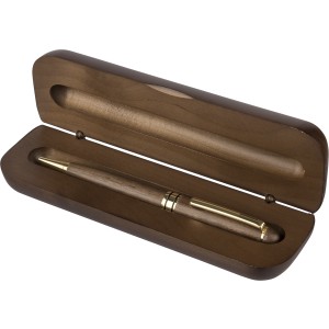 Walnut wooden twist ballpen Noa, brown