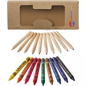 Lucky 19-piece coloured pencil and crayon set, Natural (Drawing set)