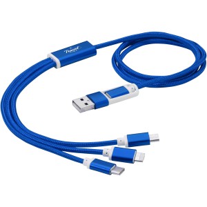 Versatile 3-in-1 charging cable with dual input, Royal blue (Eletronics cables, adapters)
