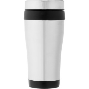 Elwood 470 ml insulated tumbler, Silver, solid black (Glasses)