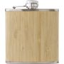 Stainless steel and bamboo hip flask Hayden, brown