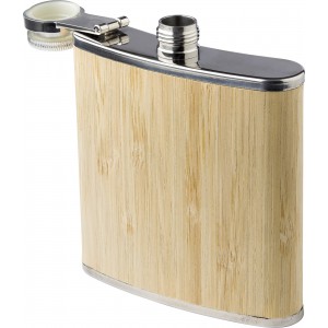 Stainless steel and bamboo hip flask Hayden, brown (Flasks)