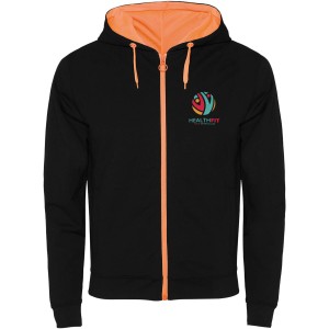 Fuji unisex sweat jacket, Solid black, Fluor Orange (Pullovers)