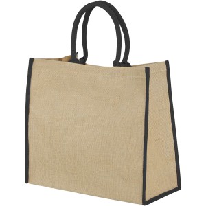 Harry large tote bag made from jute, Natural, solid black (cotton bag)