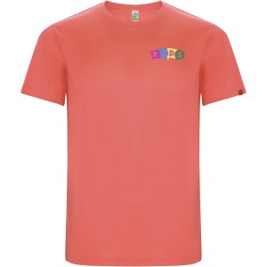 Imola short sleeve kids sports t-shirt, Fluor Coral (T-shirt, mixed fiber, synthetic)