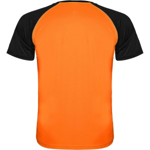Indianapolis short sleeve unisex sports t-shirt, Fluor Orange, Solid black (T-shirt, mixed fiber, synthetic)
