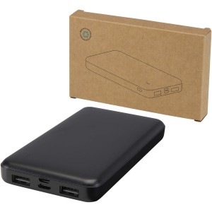 Intan 10.000 mAh 10W recycled plastic power bank, Solid blac