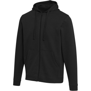 Jasper 280 g/m2 OCS organic recycled unisex full zip hoodie, Black