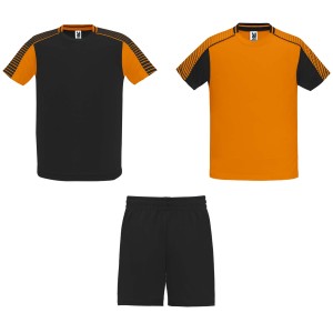 Juve kids sports set, Orange, Solid black (T-shirt, mixed fiber, synthetic)