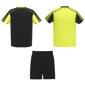 Juve unisex sports set, Fluor Yellow, Solid black (T-shirt, mixed fiber, synthetic)