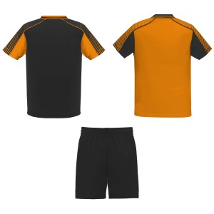 Juve unisex sports set, Orange, Solid black (T-shirt, mixed fiber, synthetic)