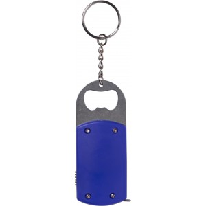 Metal bottle opener with steel keyring, cobalt blue (Keychains)
