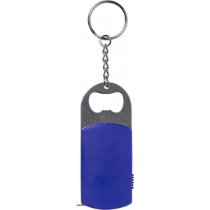 Metal bottle opener with steel keyring, cobalt blue (Keychains)