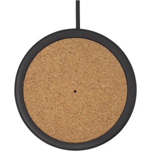 Kivi 10W limestone/cork wireless charging pad, Solid black, Natural (Powerbanks)