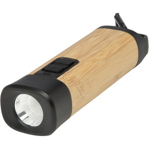 Kuma bamboo/RCS recycled plastic torch with carabiner, Natur (Lamps)