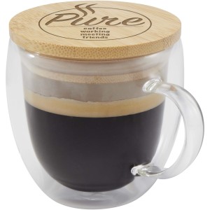 Lenora 250 ml glass cup with bamboo lid, Transparent clear (Mugs)