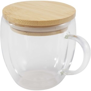 Lenora 250 ml glass cup with bamboo lid, Transparent clear (Mugs)
