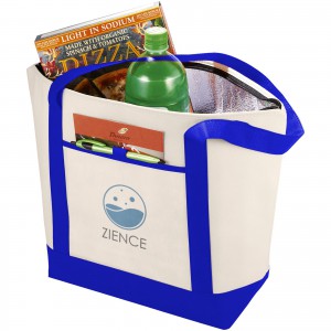 Lighthouse non-woven cooler tote, Natural,Royal blue (Cooler bags)