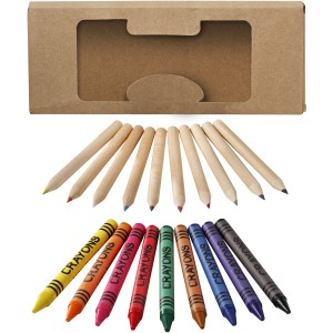 Lucky 19-piece coloured pencil and crayon set, Natural (Drawing set)