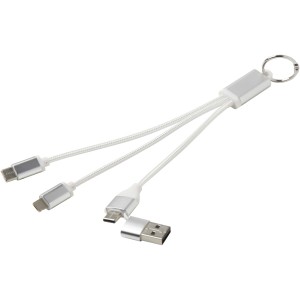 Metal 4-in-1 recycled aluminium charging cable with keychain (Eletronics cables, adapters)